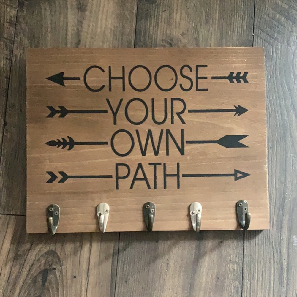 Decorative wood sign/hooks